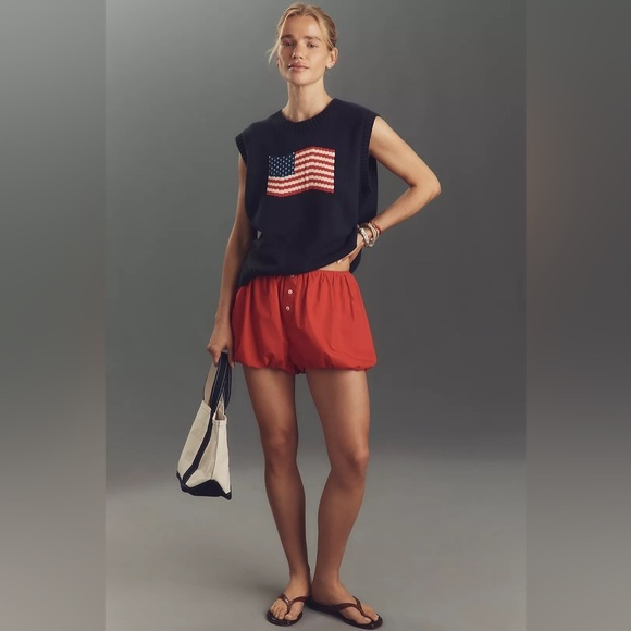 NWT Anthropologie Porridge Crew-Neck USA 🇺🇸 Flag Sweater Vest ⚜️ - Picture 4 of 7